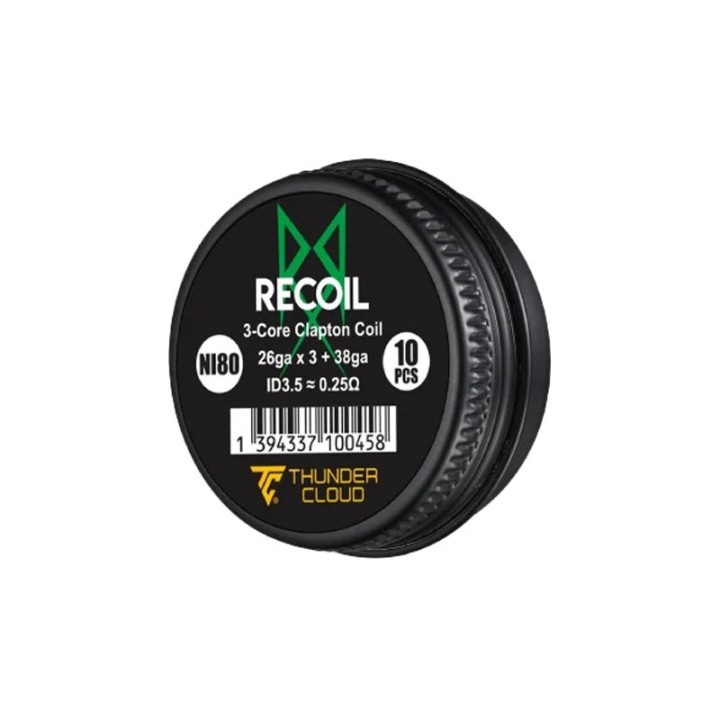 Recoil 3-Core Clapton Coils Ni80 0.25Ω de Thunder Cloud & Grimm Green
